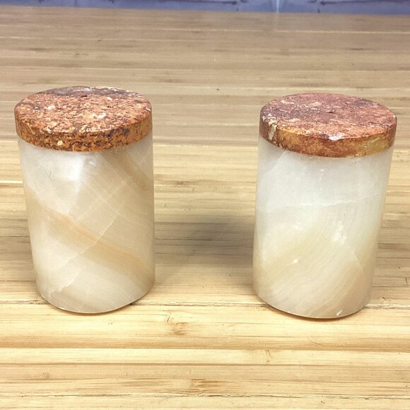 Onyx and Marble Salt and Pepper Shakers - Picture 1 of 11